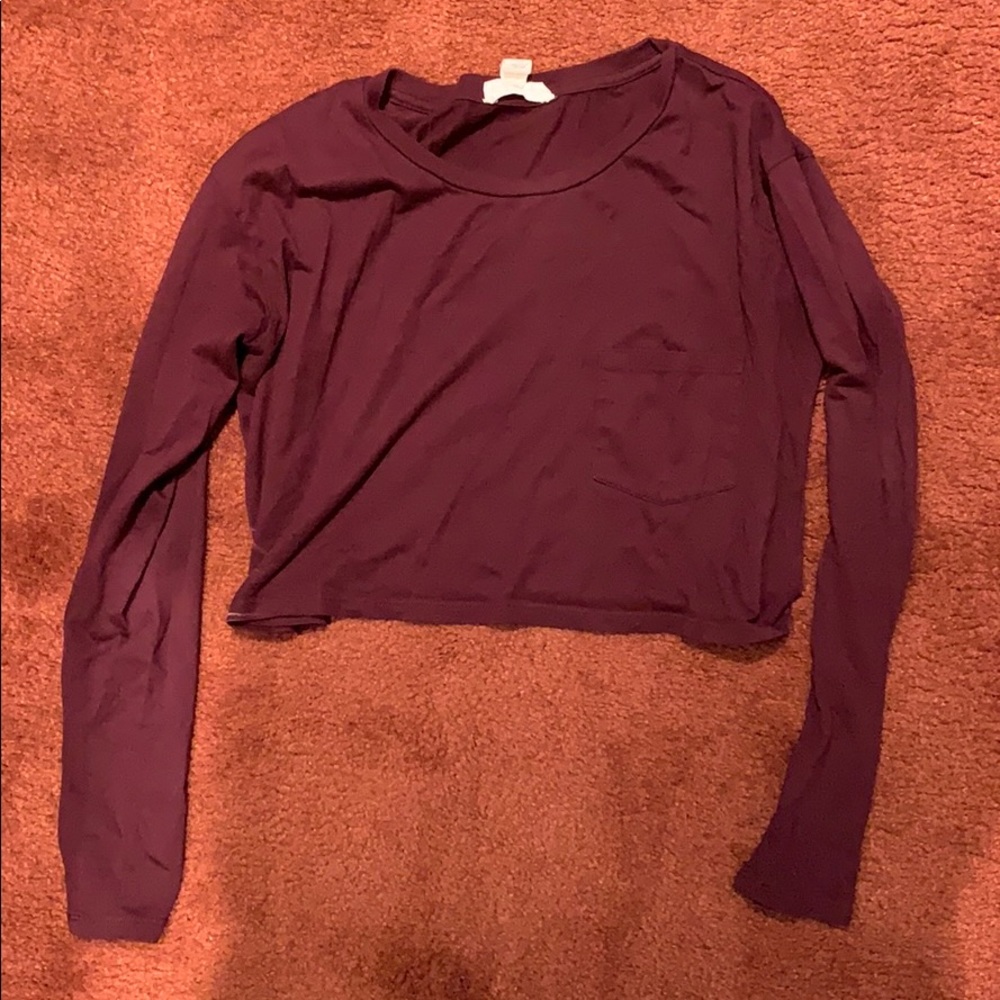 Long sleeve maroon crop top